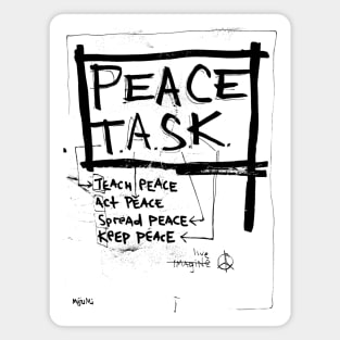 Peace Task Doodle Black Magnet